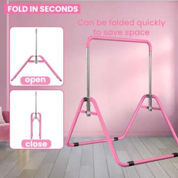 WATBKHE Kids Gymnastics Bar Gymnastic Equipment for Home Adjustable Height Gymnastic Training Bar Gymnastic Stuff for 3-7 Years Old Girls (Pink-S)