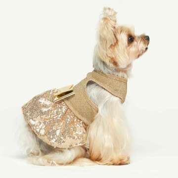 Fitwarm Fancy Dog Dress, Sparkly Sequin Dog Clothes for Small Dogs Girl, Formal Pet Wedding Attire, ...