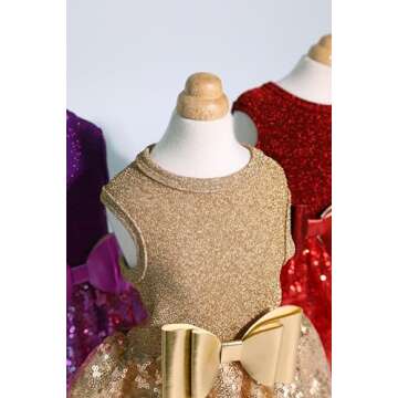 Fitwarm Fancy Dog Dress, Sparkly Sequin Dog Clothes for Small Dogs Girl, Formal Pet Wedding Attire, Female Dog Birthday Outfit, Gold, XS