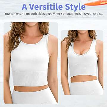 Climb Workout Crop Tank Tops for Women Solid Comfort Sleeveless Shirts Reversible Ribbed Tank Tops f...