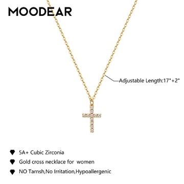 Moodear Dainty Cross Necklace for Everyday Elegance