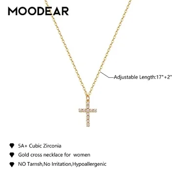 Moodear Dainty Cross Necklace for Everyday Elegance