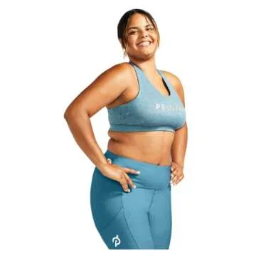 Peloton womens Heathered Strappy Sports Bra, Teal Blue, X-Small US