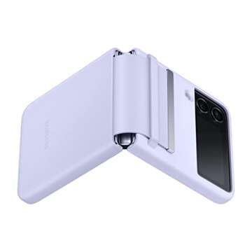 SAMSUNG Galaxy Z Flip4 Flap Leather Cover, Protective, Premium Luxury Phone Case with Slim Style Design, US Version, Serene Purple