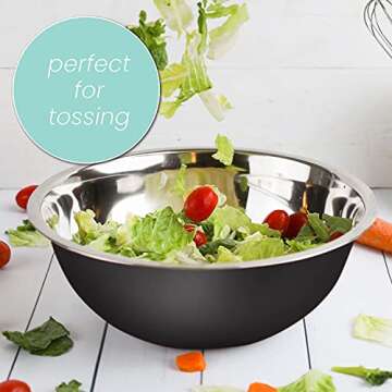 WHYSKO Meal Prep Stainless Steel Mixing Bowls Set, Home, Refrigerator, and Kitchen Food Storage Organizers | Ecofriendly, Reusable, Heavy Duty (Black)