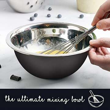 WHYSKO Meal Prep Stainless Steel Mixing Bowls Set, Home, Refrigerator, and Kitchen Food Storage Organizers | Ecofriendly, Reusable, Heavy Duty (Black)