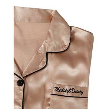 SheIn Women's 7pcs Satin Pajama Set Cami Pjs with Shirt and Eye Mask Champagne Small