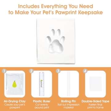 Pearhead Pet Paw Print Photo Frame With Clay Imprint Kit - Wooden Pet Paw Print Frame, DIY Memorial Keepsake for Cats and Dogs, No Mess Clay for Perfect Pawprints, Ideal Home Decor and Gift, Black