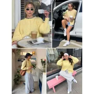 YKR Womens Fall Cardigan Sweater Long Sleeve Chunky Knit Open Front Button Loose Casual Cardigan Coat Yellow M