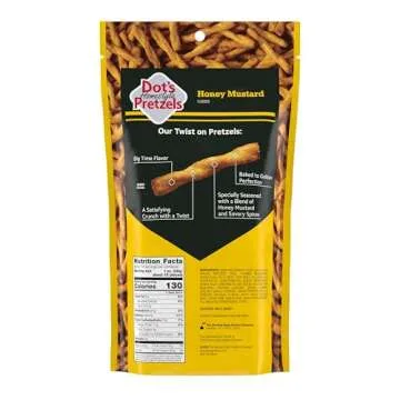 Dot's Pretzels Honey Mustard Seasoned Pretzel Twists, Healthy Kids Snacks, 16oz Grocery Sized Bag (Pack of 3)
