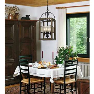 Cal Lighting FX-3536/4 Mission Wood/Metal Four Light Transitional Style Chandelier, Dark Bronze, 23 inches