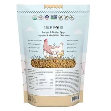 Mile Four Organic Chicken Feed – Starter Chick Whole Grain, Non-GMO, USA Grown, 21% Protein, Corn-...