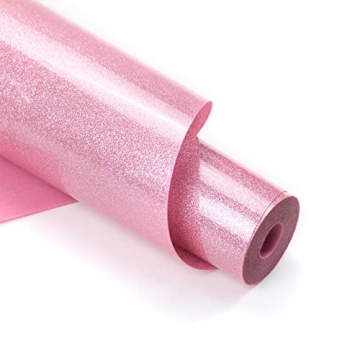 HTVRONT Pink Glitter Heat Transfer Vinyl 10" x 10ft