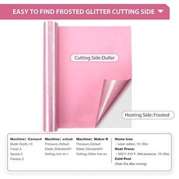 HTVRONT Pink Glitter Heat Transfer Vinyl 10" x 10ft