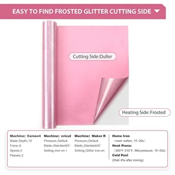 HTVRONT Pink Glitter Heat Transfer Vinyl 10" x 10ft