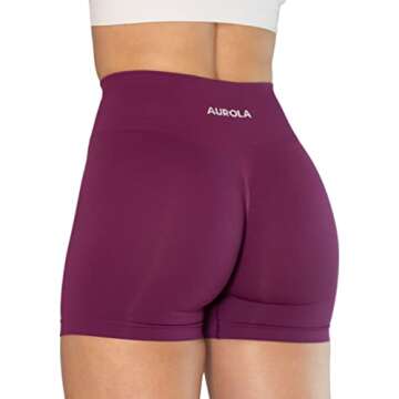 AUROLA Dream Collection Women Workout Shorts High Waist Gym Shorts, Scrunch Butt Seamless Athletic Shorts,Magenta,S
