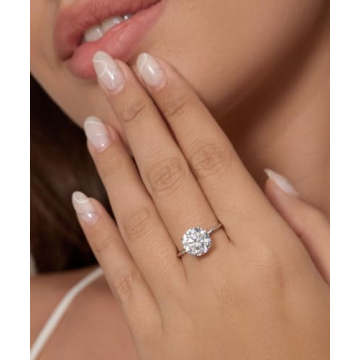 4ct Round Brilliant Cut CZ Engagement Ring Sterling Silver