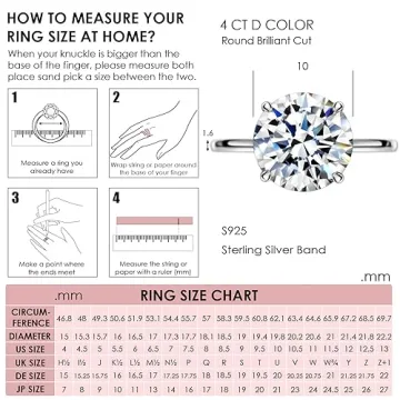 4ct Round Brilliant Cut CZ Engagement Ring Sterling Silver