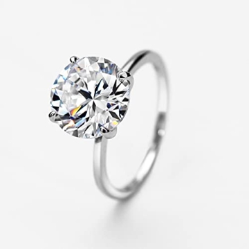 4ct Round Brilliant Cut CZ Engagement Ring Sterling Silver
