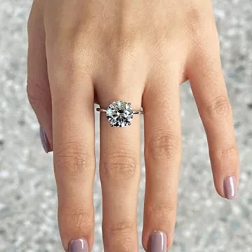 4ct Round Brilliant Cut CZ Engagement Ring Sterling Silver