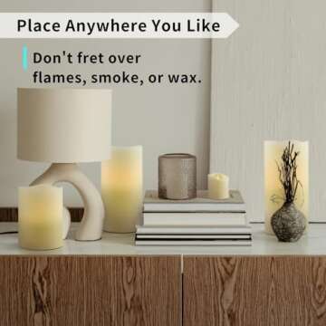 FURORA LIGHTING Ivory Real Wax Flameless Candles with Remote and Timer, 4 Pillars and 4 Votives Pack...
