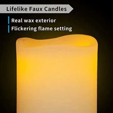FURORA LIGHTING Ivory Real Wax Flameless Candles with Remote and Timer, 4 Pillars and 4 Votives Pack of 8, Flameless Flickering Candles for Home Décor, Battery Included