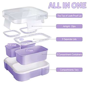 Genteen Bento Box for Kids, Kids Lunch Box with 3 Removable Compartments, Toddler Lunch Box for Dayc...