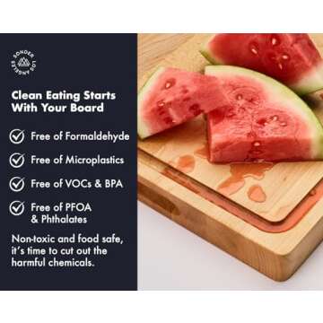 Sonder Los Angeles, Made in USA, Large Thick Maple Wood Cutting Board for Kitchen with Juice Groove, Sorting Compartment, Charcuterie Wooden Board 17x13x1.5 in (Gift Box Included) Natural