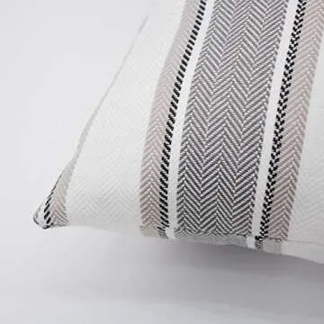 NATUS WEAVER 2 Piece Multi Color Stripe Lined Linen Burlap Square Throw Cushion Cover Sham Euro Pillowcase with Hidden Zipper 18" x 18 "