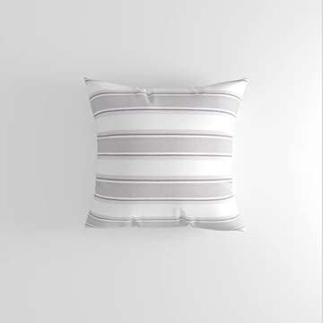 NATUS WEAVER 2 Piece Multi Color Stripe Lined Linen Burlap Square Throw Cushion Cover Sham Euro Pillowcase with Hidden Zipper 18" x 18 "