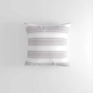 NATUS WEAVER 2 Piece Multi Color Stripe Lined Linen Burlap Square Throw Cushion Cover Sham Euro Pillowcase with Hidden Zipper 18" x 18 "