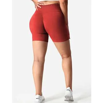 YEOREO Women Intensify Athletic Shorts Seamless Scrunch Workout Shorts High Waisted Active Gym Yoga Shorts Formula Red XS