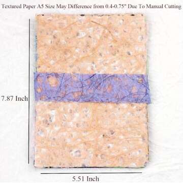 Diuhofart Scrapbook Paper Textured Paper Sheets, A5 Variety Colors Handmade Papers for Junk Journal Supplies, Collage, Scrapbooking, Art Journaling, Mixed Media, Card Making, DIY Craft