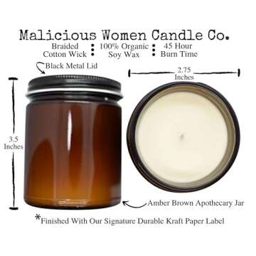 Malicious Women Candle Co - Shit. F*ck. Damn, Oakmoss & Amber Infused with Sentence Enhancers, All-Natural Soy Candle, 9 Fl Oz