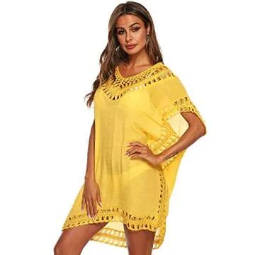 SIAEAMRG Swim Cover Up with Unique Crochet Design