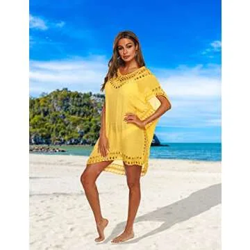 SIAEAMRG Swim Cover Up with Unique Crochet Design