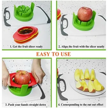 Fruit Cutter Slicer, 4 in 1 Apple Slicer with Vegetable Peeler & Cleaning Brush Mango Cutter Corer Remover Tomato Wedges Stainless Steel Heavy Duty Fruit & Vegetable Cutter Easy Kitchen Tool