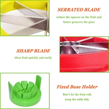 Fruit Cutter Slicer, 4 in 1 Apple Slicer with Vegetable Peeler & Cleaning Brush Mango Cutter Corer Remover Tomato Wedges Stainless Steel Heavy Duty Fruit & Vegetable Cutter Easy Kitchen Tool