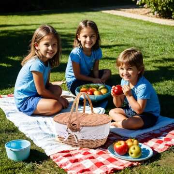 Cute 12.9" Wicker Picnic Basket for Kids with Removable Liner Empty Baskets with Lids, Picnic Hamper with Foldable Handles, Natural Color, Small