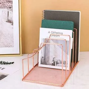 Stylish Simmer Stone File Sorter Organizer - 5 Sections for Elegant Desk Organization