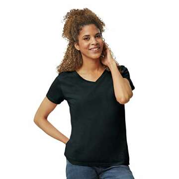 Gildan Women's Heavy Cotton V-Neck T-Shirt 2-Pack – Comfortable, Versatile Style