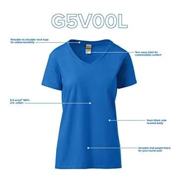 Gildan Women's V-Neck T-Shirt 2-Pack Cotton Comfort