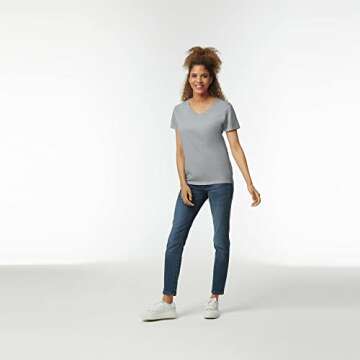 Gildan Women's V-Neck T-Shirt 2-Pack Cotton Comfort