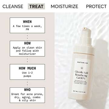 Naturium Glycolic Acid Resurfacing Gel 10%, AHA Exfoliating Gel with Natural Fruit Acids, 3.0 oz