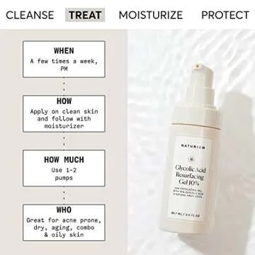 Naturium Glycolic Acid Resurfacing Gel 10%, AHA Exfoliating Gel with Natural Fruit Acids, 3.0 oz