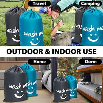 WOWLIVE Extra Large Nylon Laundry Bags for Travel Set