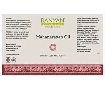 Banyan Botanicals Mahanarayan Oil – 99% Organic Ayurvedic Massage Oil – Soothes Sore Muscles, Supports Healthy and Comfortable Joints, Tendons & Muscles – 12oz. – Non GMO Sustainably Sourced Vegan