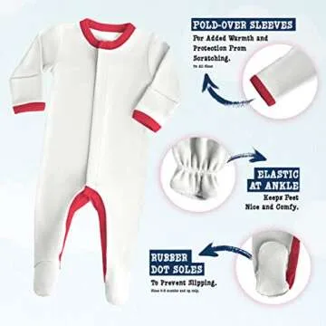 bonamy Baby Boy Girl Organic Cotton Footed Sleeper with Mittens-Sleep n Play