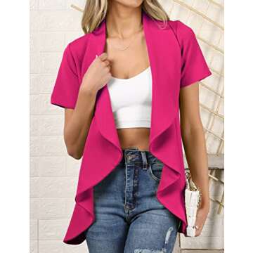 Stylish DOUBLJU Ruffled Plus-Size Blazer for Women