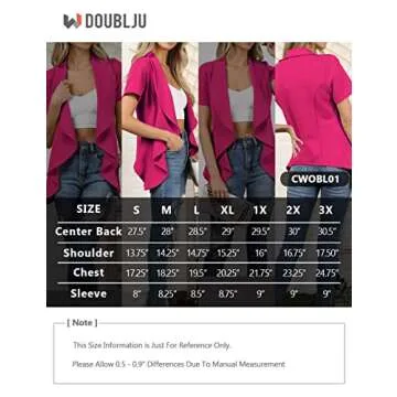 Stylish DOUBLJU Ruffled Plus-Size Blazer for Women